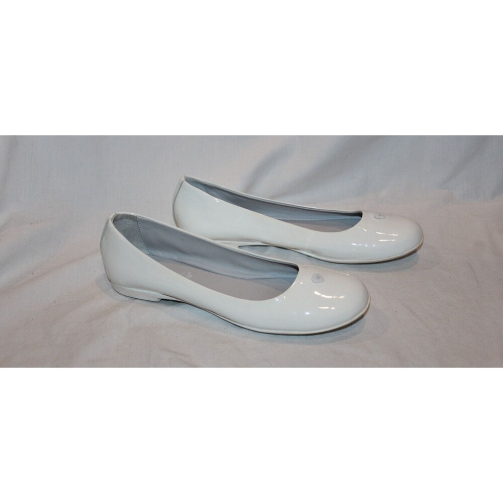 Armani Women's Ballerina Patent Leather Heart Flats WHITE NWOB EU 38 US 8